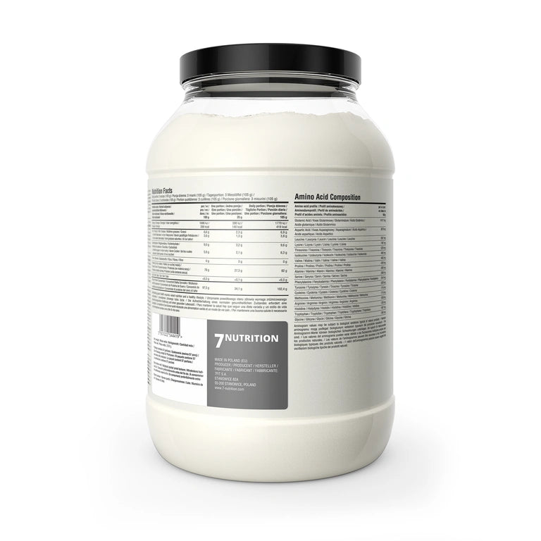 Whey-Protein 7Nutrition-Dose, Nährwerte und Aminosäuren