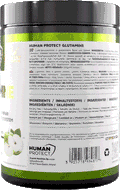 Glutamine 500g jar with green apple flavor label, front view