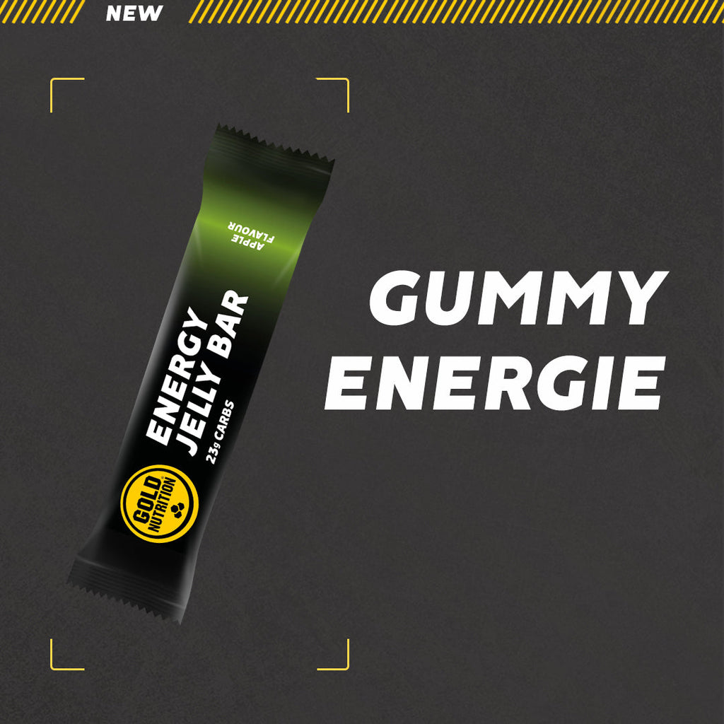 Energieriegel in grüner Folie mit „GUMMY ENERGIE“ Aufdruck