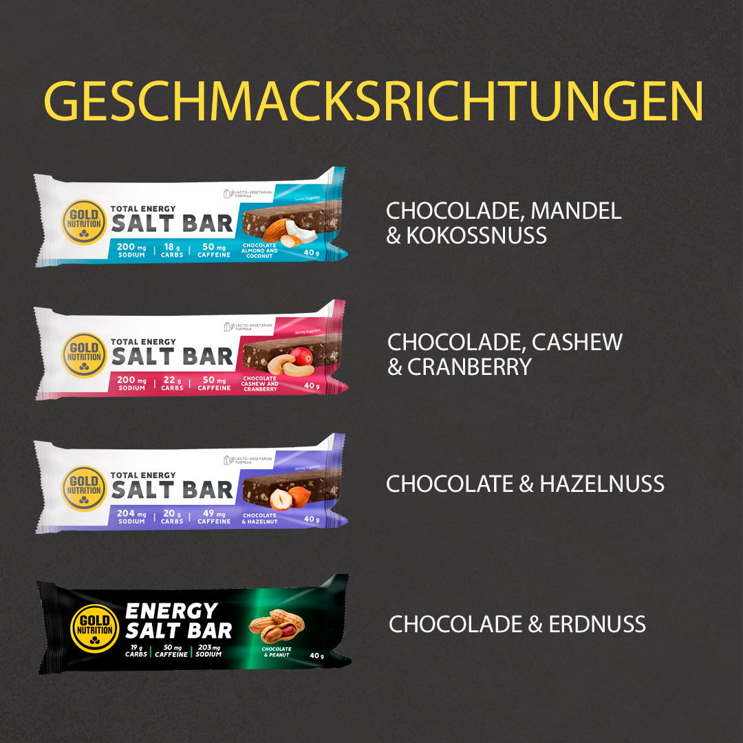 Geschmacksrichtungen: Schokolade-Mandel & Kokosnuss, Schokolade-Cashew & Cranberry