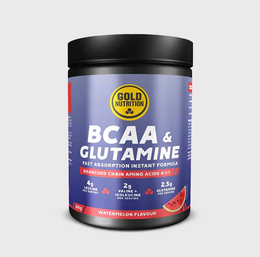 BCAA- & Glutaminpulver in schwarzer Dose, Aroma Wassermelone