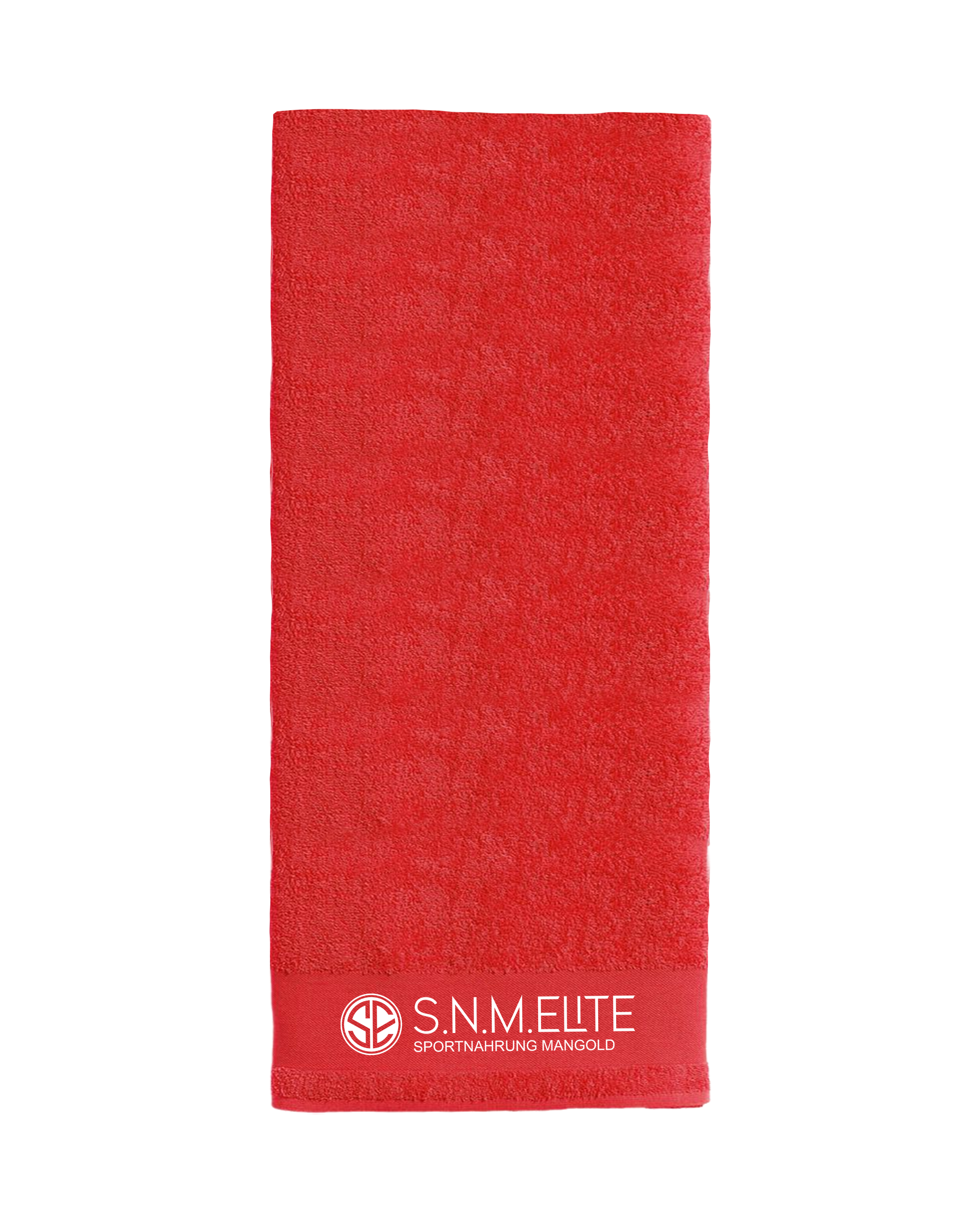Sporthandtuch rot von S.N.M. Elite, rechteckig, mit Logo unten