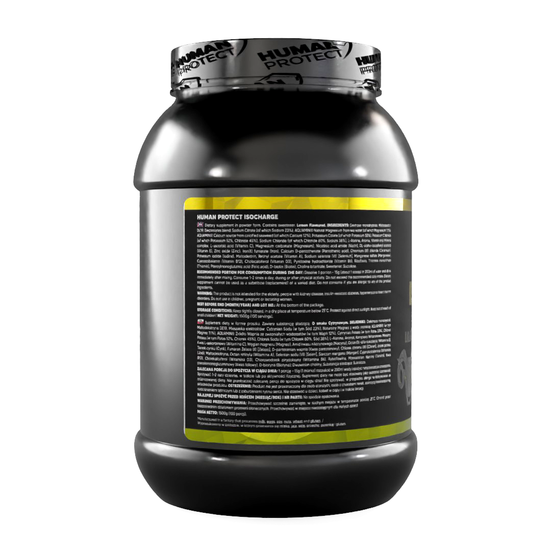ISOCHARGE 1500g tub back label with supplement facts