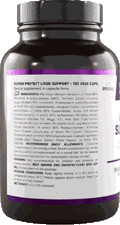 Human Protect Liver Support: Kapsel-Flasche mit weißem Etikett und violetten Akzenten