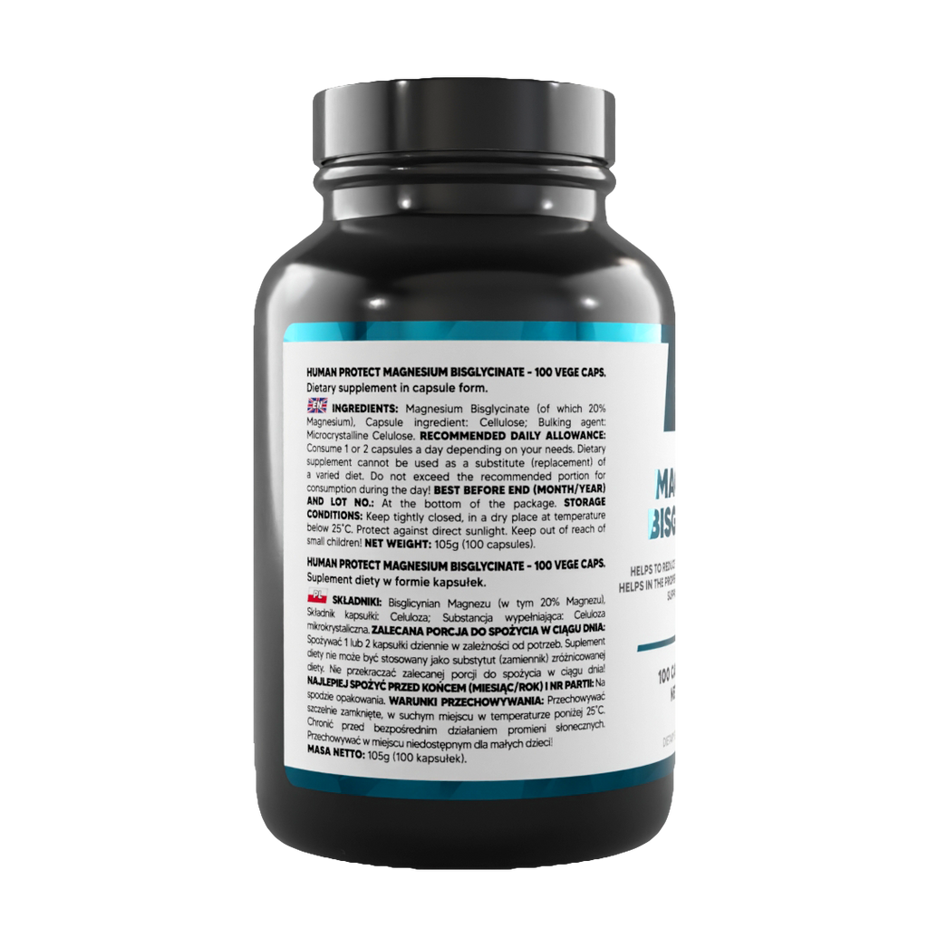 Kapsel-Supplementflasche mit Rückseitenetikett und Inhaltsangaben