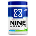 USN Nine Aminos supplement jar with blue lid