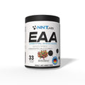 NNT Labs EAA 500g jar with peach ice tea flavor label, black lid and “EAA” front