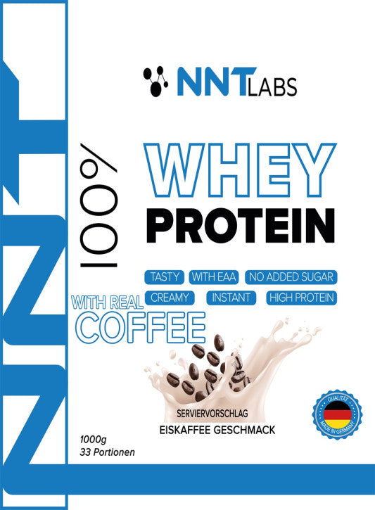 NNT Labs Whey Protein 1000g, Eiskaffee Geschmack, 33 Portionen, tasty, kein Zucker
