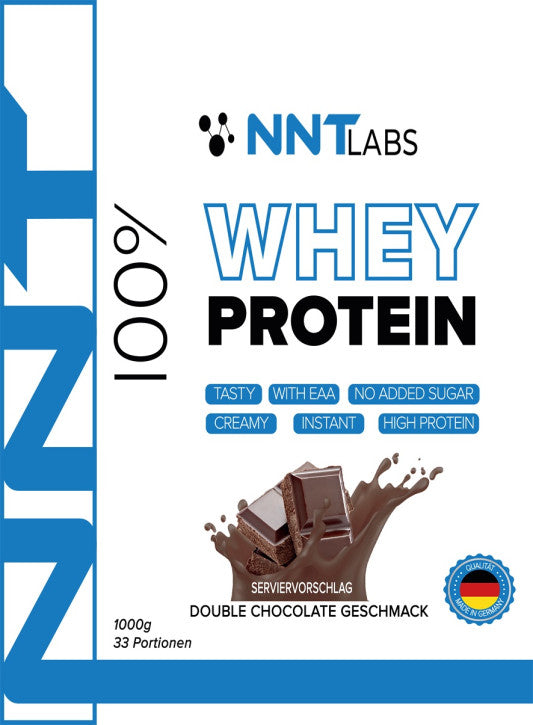 Whey Protein 1000g, Double Chocolate Geschmack, 33 Portionen, instant, high protein