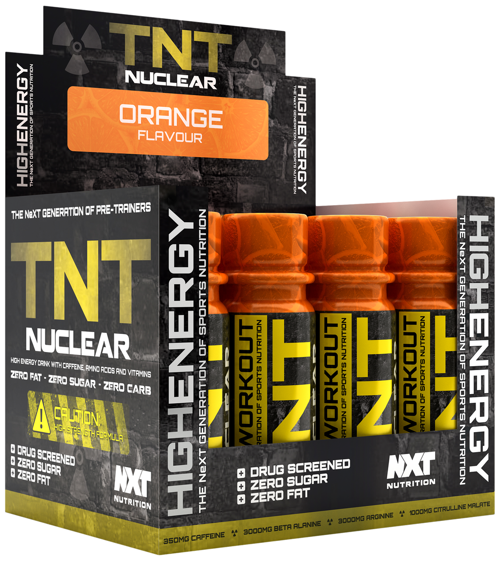 NXT Nutrition TNT Nuclear Shots 12-pack, Orange flavour energy drink shots (12x60ml)