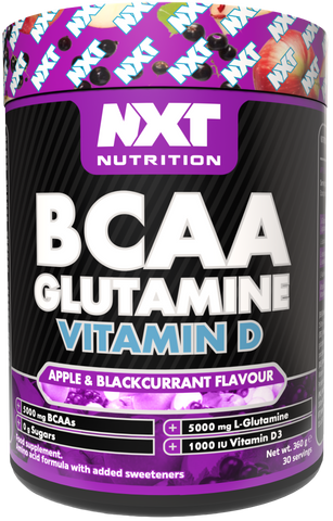 Nahrungsergänzungspulver-Dose mit BCAA/Glutamin/Vitamin D, Apfel & schwarze Johannisbeere