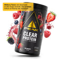 PEAK Clear Protein Dose, Wildberry, schwarz mit Beerenmotiv
