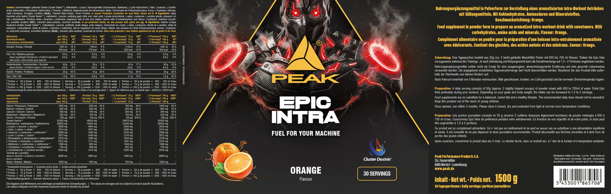 PEAK EPIC INTRA Orange Futterbeutel (1500 g)