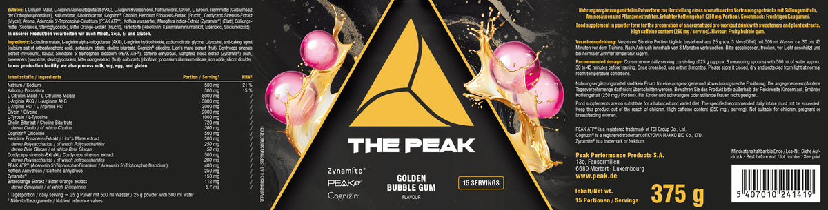 Dreieckige PEAK-Verpackung für Golden Bubble-Gum, 375 g