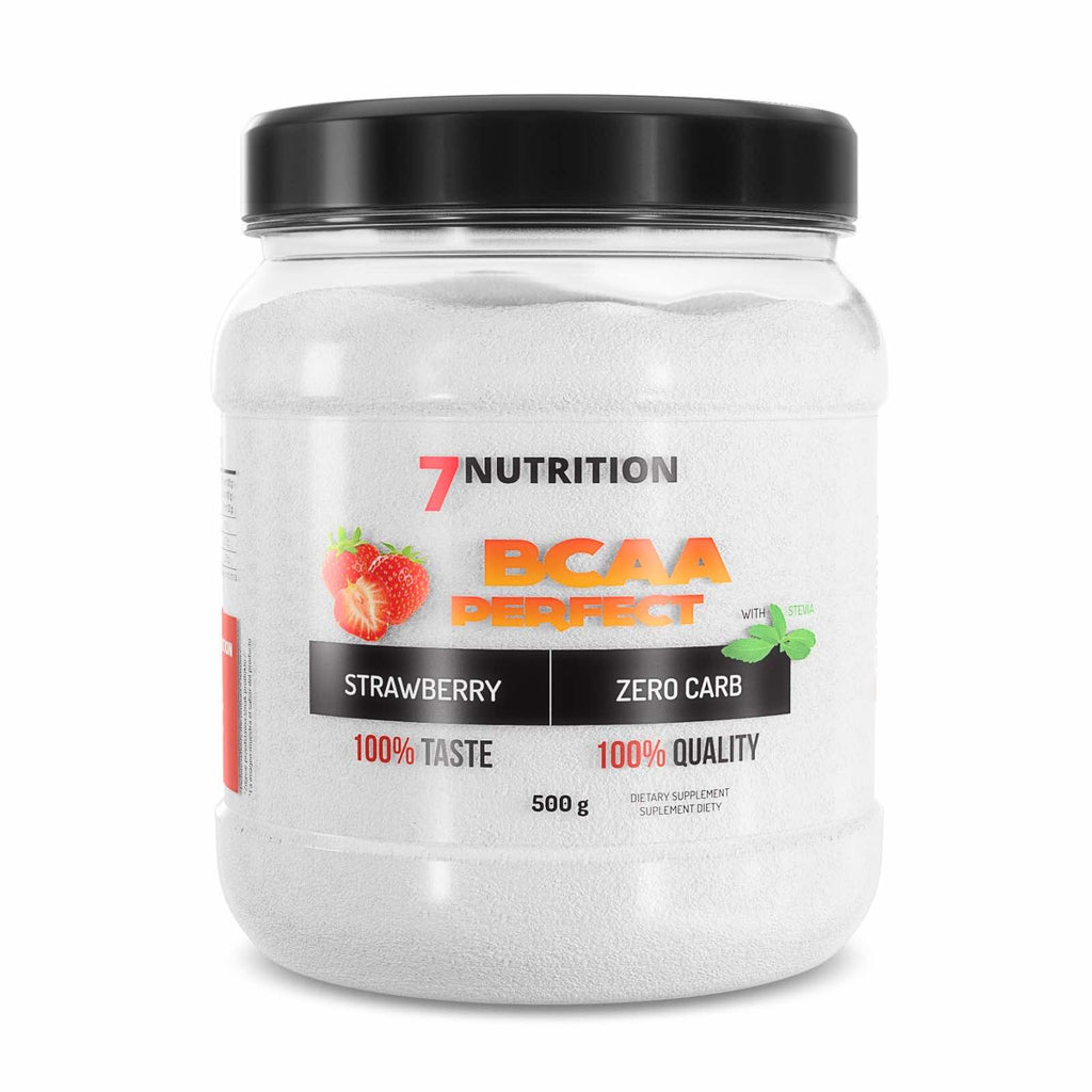 Nahrungsergänzungsmittel-Dose BCAA Perfect, Erdbeere, 500 g mit Frontetikett