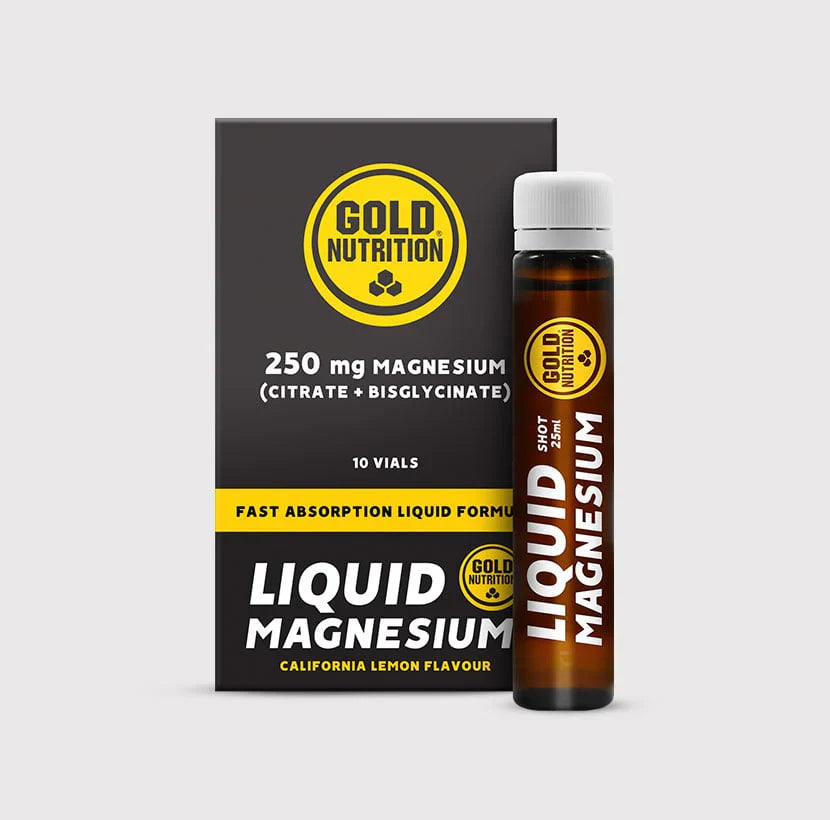 Flüssiges Magnesium 250 mg, 10 Vials, Karton und Flasche von Gold Nutrition