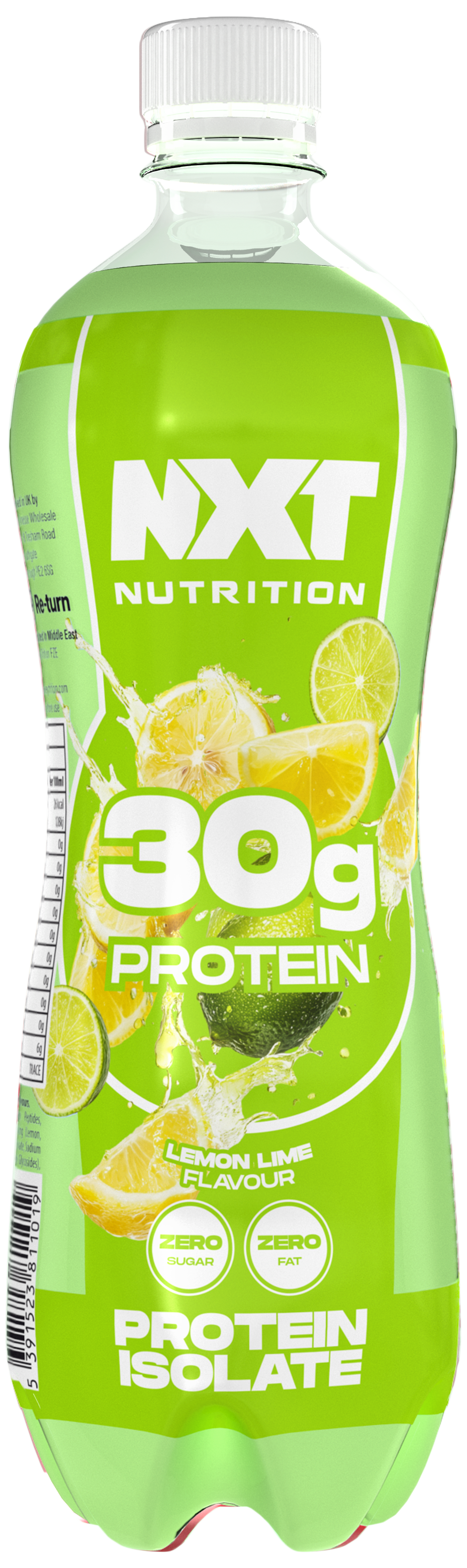 NXT Nutrition Protein Isolate 500 ml Lemon-Lime, green bottle with 30g protein