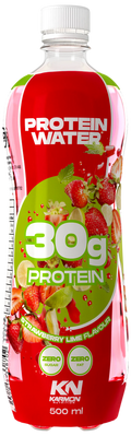 Protein-Drink in Flasche, Erdbeer-Limette, 30 g Protein, rote Flaschenfront