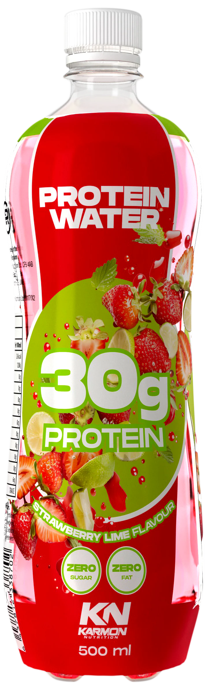 Protein-Drink in Flasche, Erdbeer-Limette, 30 g Protein, rote Flaschenfront