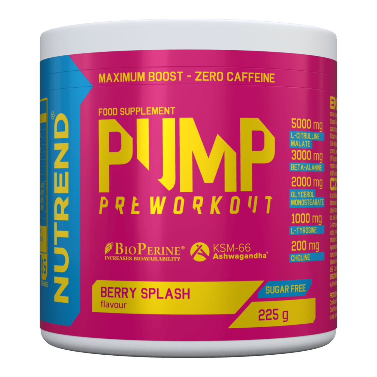 NUTREND Pump 225 g Beerenspritzer, Dose mit Pink-Gelbes Label, zuckerfrei