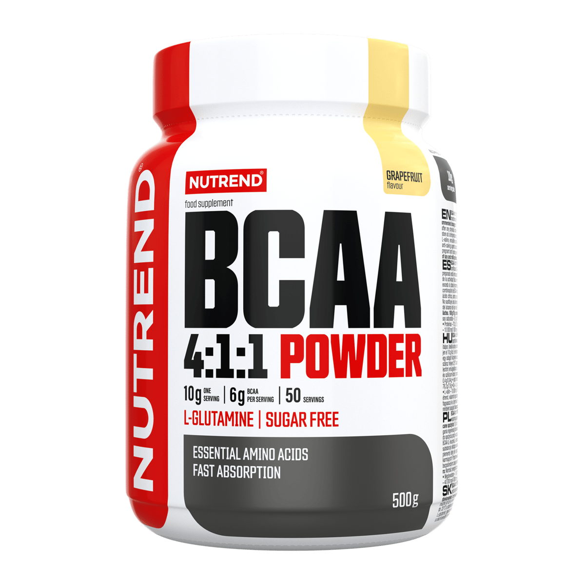 NUTREND BCAA 4:1:1 Powder 500g jar, grapefruit flavour label