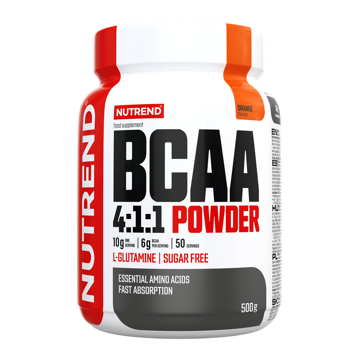 NUTREND BCAA 4:1:1 Pulver 500 g, Orange, Flasche mit Etikett