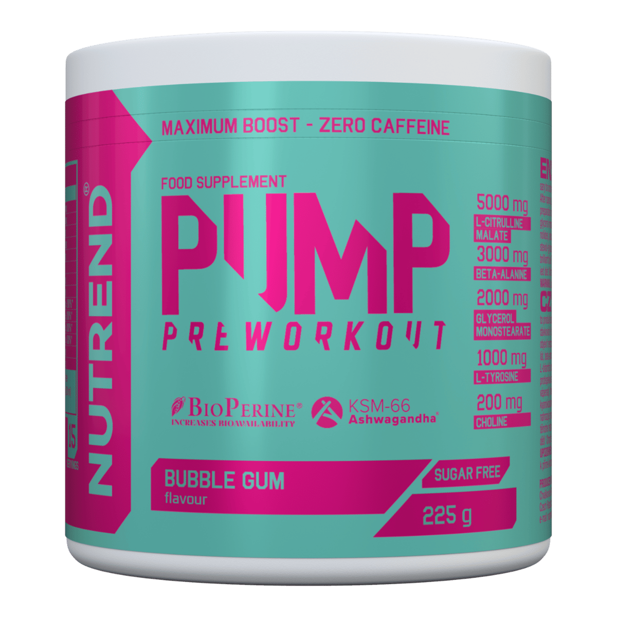 NUTREND Pump Kaugummi Bubble Gum, zuckerfrei, 225 g Dose