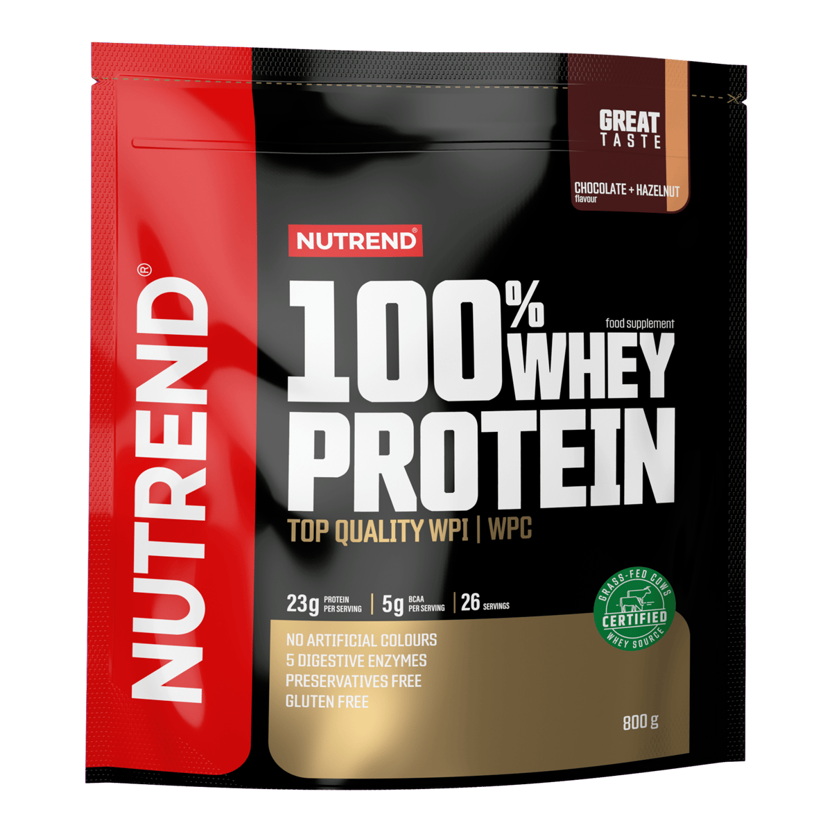 NUTREND 100% Whey Protein Schokolade-Haselnuss, 1000 g Beutel
