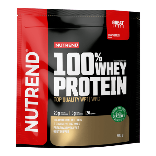 NUTREND 100% Whey-Proteinpulver Beutel, Erdbeere, 800 g