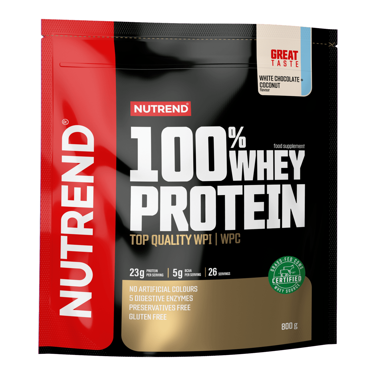 NUTREND 100% Whey Protein Beutel, weiße Schokolade-Kokos, 800 g