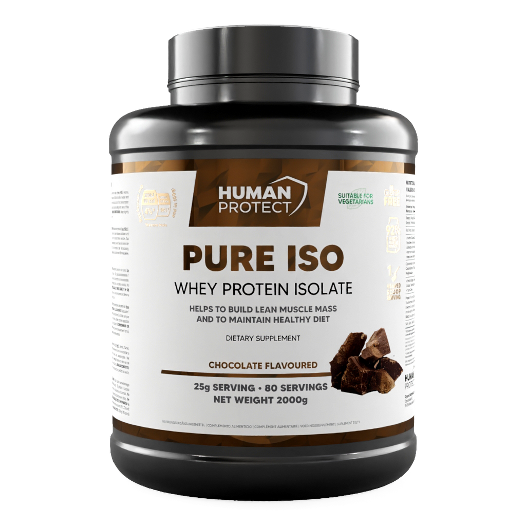 Human Protect Pure ISO Whey Protein Isolat, Schokolade, 2000 g – Vorderansicht