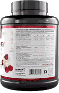 Pure Whey Dose: Nährwert-/Zutatenetikett, Himbeer-Design, Barcode
