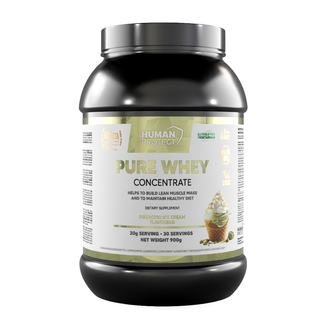 Human Protect Pure Whey Protein-Konzentrat, Pistazien, 900 g Dose