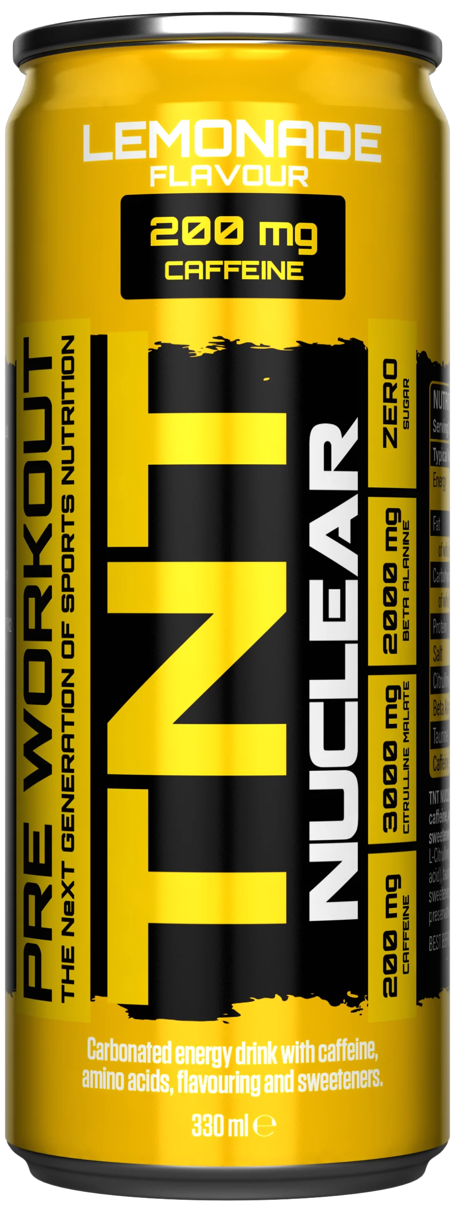 TNT NUCLEAR Energydrink-Dose mit Lemonade-Geschmack, 200 mg Koffein, 330 ml